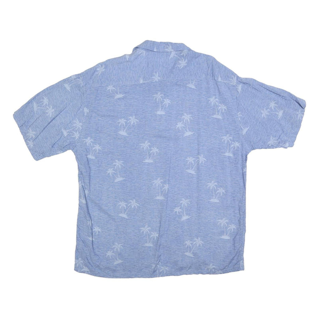 PIERRE CARDIN Mens Blue XL Cotton Blend Short Sleeve Shirt Tropical Print