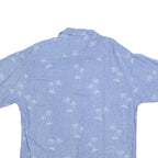 PIERRE CARDIN Mens Blue XL Cotton Blend Short Sleeve Shirt Tropical Print