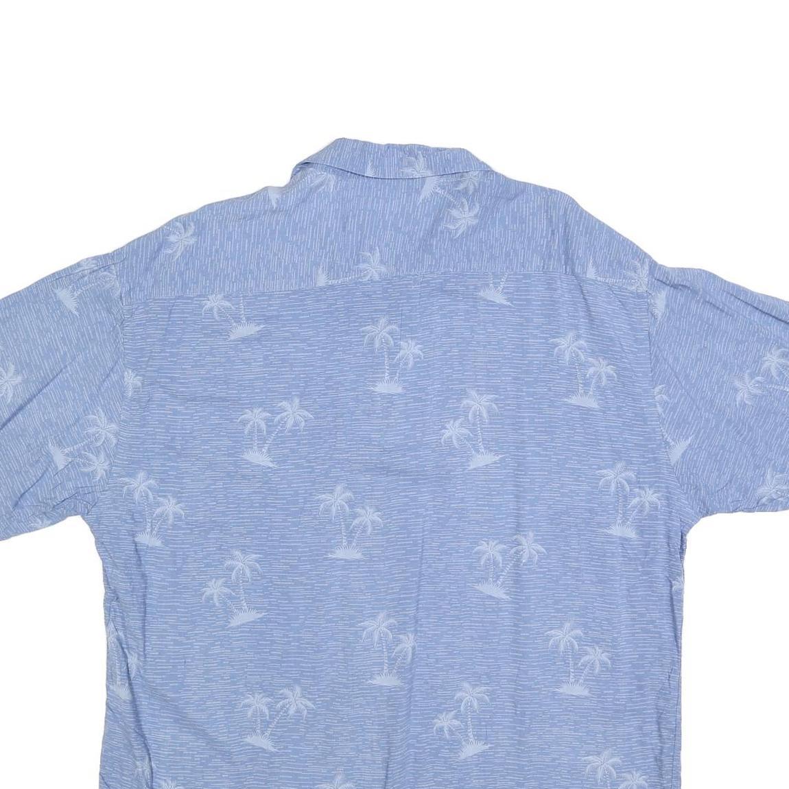 PIERRE CARDIN Mens Blue XL Cotton Blend Short Sleeve Shirt Tropical Print