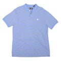 CHAPS Mens Blue & White Striped Short Sleeve Polo Shirt L Cotton Blend Casual