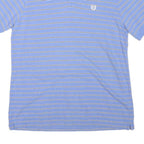 CHAPS Mens Blue & White Striped Short Sleeve Polo Shirt L Cotton Blend Casual