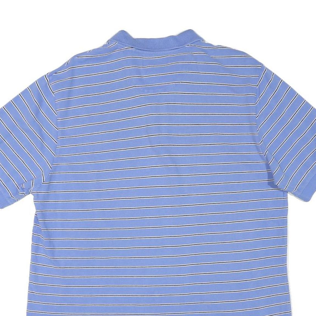 CHAPS Mens Blue & White Striped Short Sleeve Polo Shirt L Cotton Blend Casual