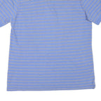 CHAPS Mens Blue & White Striped Short Sleeve Polo Shirt L Cotton Blend Casual