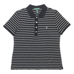 LAUREN RALPH LAUREN Womens Black & White Striped Short Sleeve Polo Shirt L