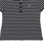 LAUREN RALPH LAUREN Womens Black & White Striped Short Sleeve Polo Shirt L