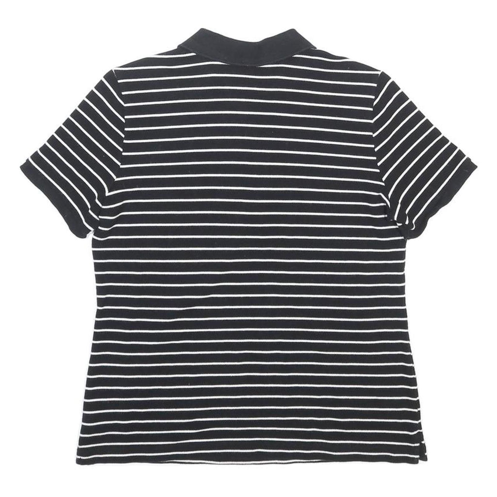LAUREN RALPH LAUREN Womens Black & White Striped Short Sleeve Polo Shirt L