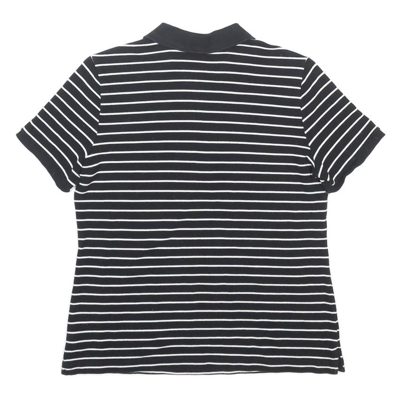 LAUREN RALPH LAUREN Womens Black & White Striped Short Sleeve Polo Shirt L