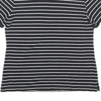 LAUREN RALPH LAUREN Womens Black & White Striped Short Sleeve Polo Shirt L