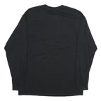 GILDAN Mens Black Cougar Volleyball Long Sleeve Crew Neck Cotton T-Shirt L