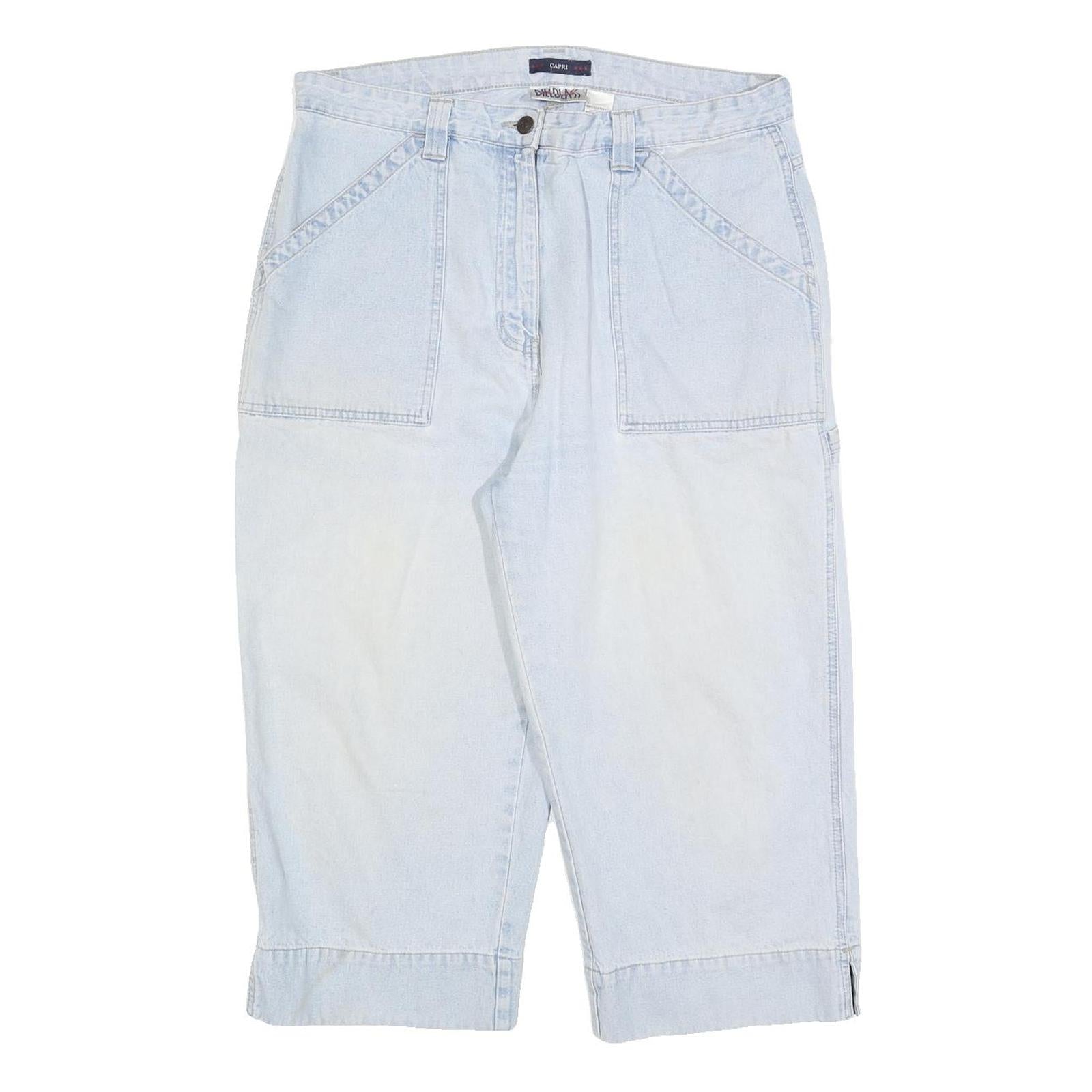 BILLBLASS Womens Shorts Blue Casual Capri L W36 Cotton Blend Comfortable