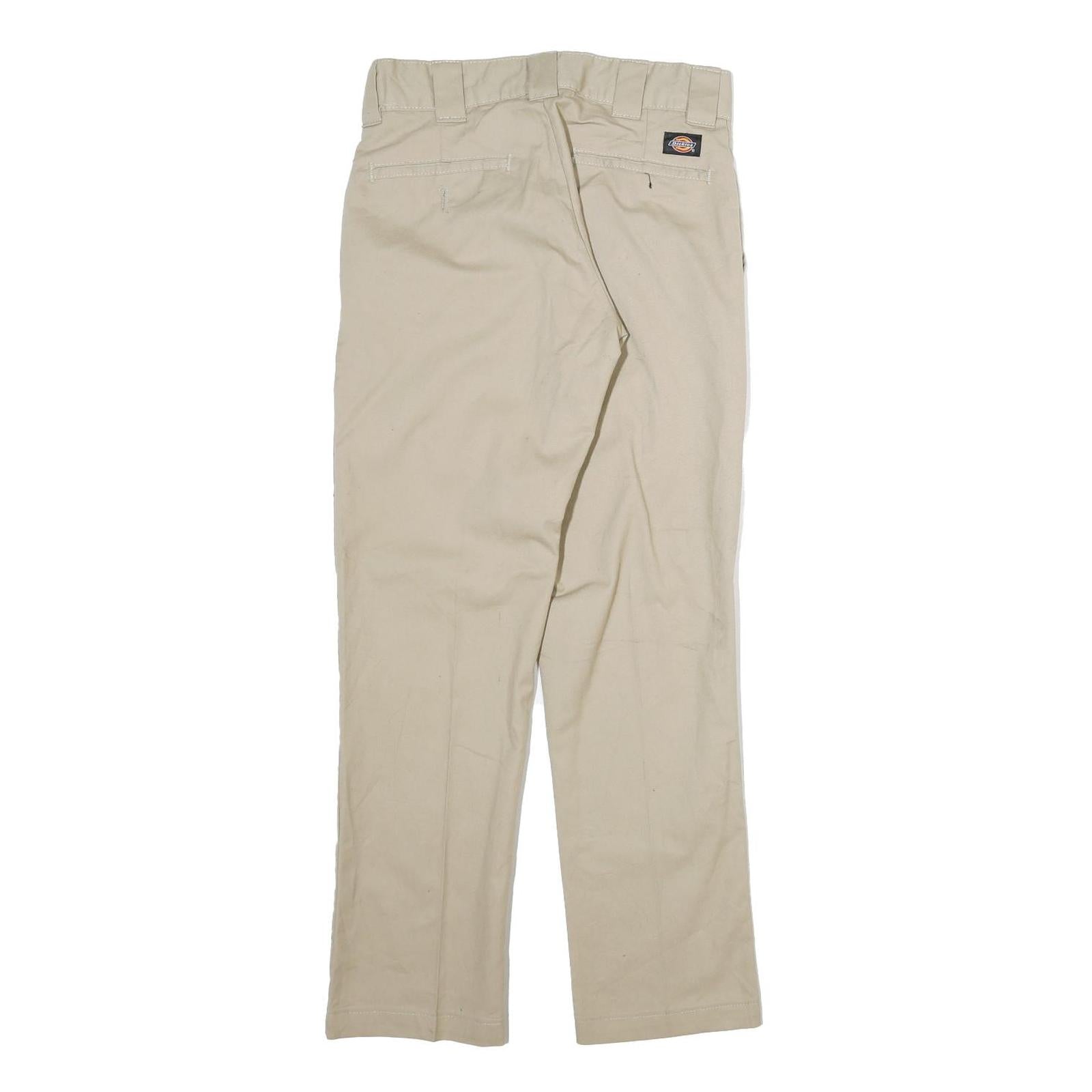 DICKIES Mens Beige Cotton Regular Straight Trousers W29 L30 Casual Workwear