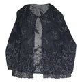 Womens Black Embroidered Beaded Sheer Jacket L Woven Elegant Detailed