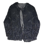 Womens Black Embroidered Beaded Sheer Jacket L Woven Elegant Detailed