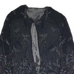 Womens Black Embroidered Beaded Sheer Jacket L Woven Elegant Detailed