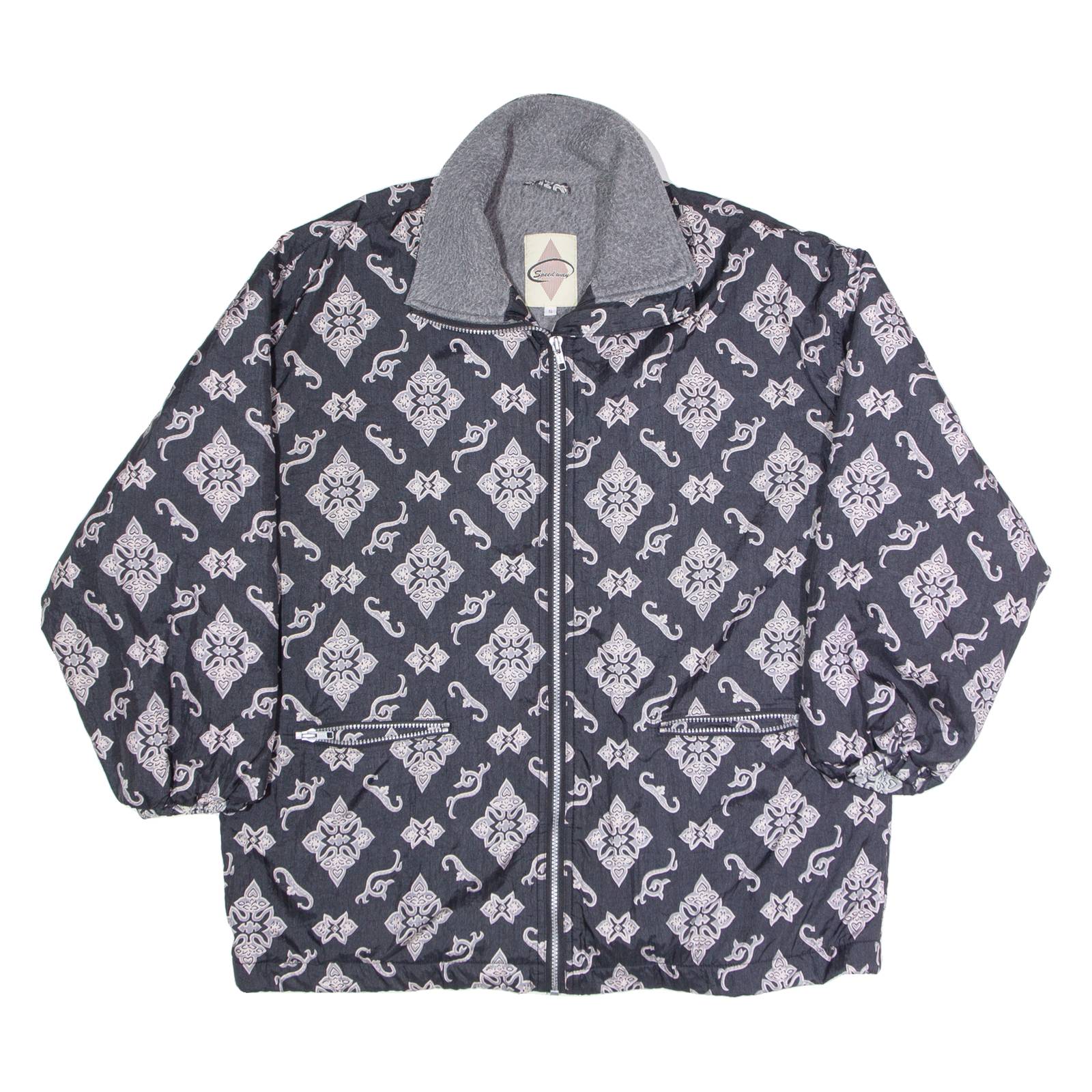 SPEEDWAY Womens Coat Black Crazy Pattern S