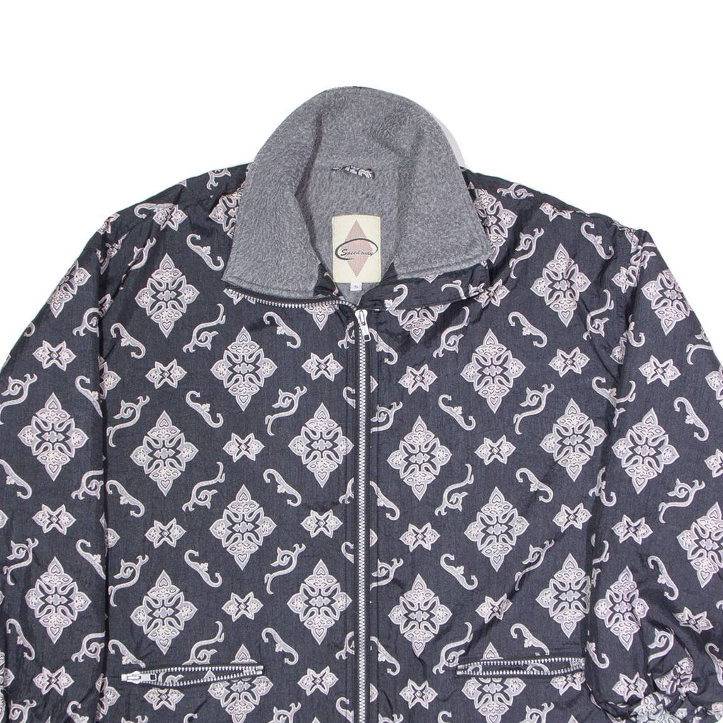 SPEEDWAY Womens Coat Black Crazy Pattern S