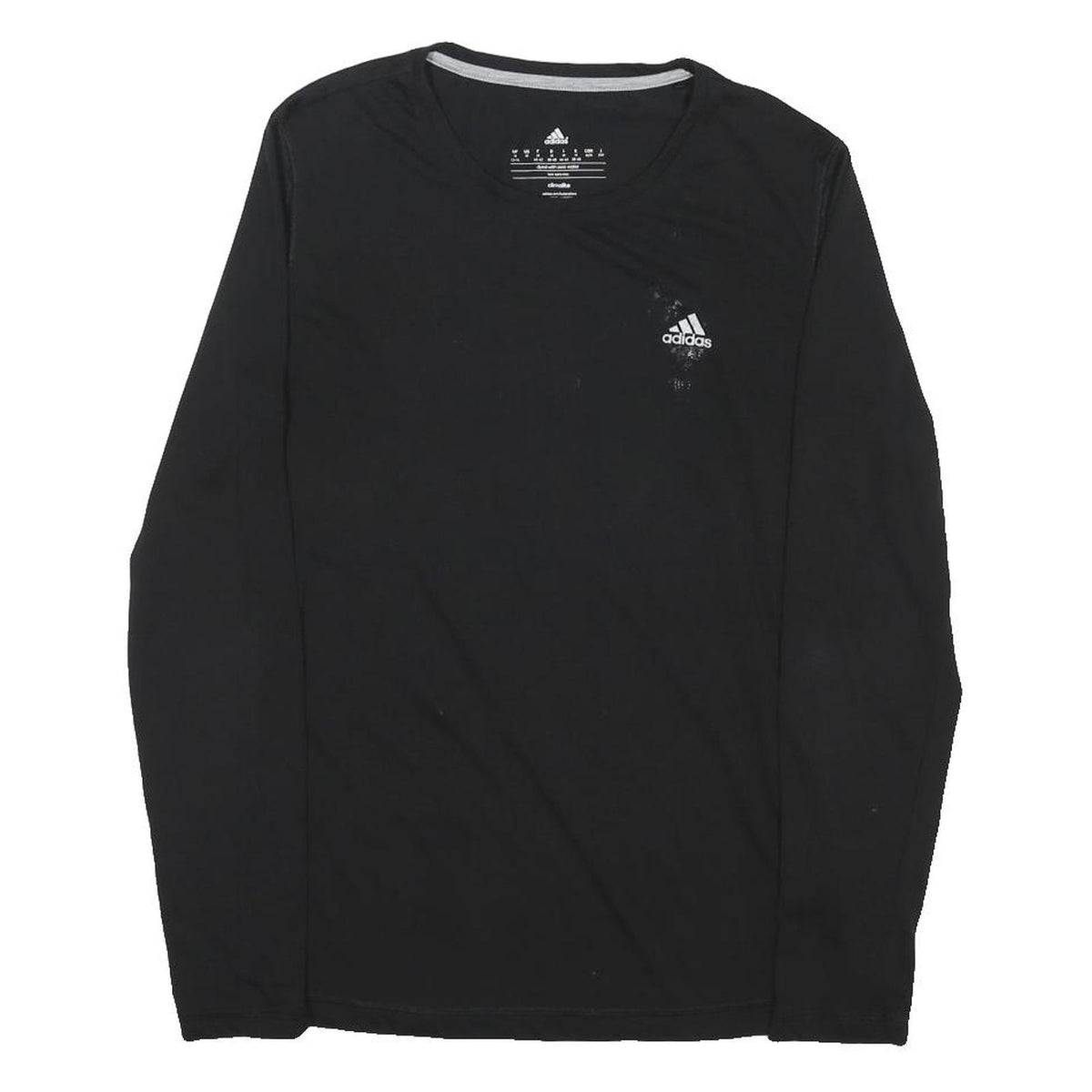 ADIDAS Womens Black Long Sleeve Crew Neck Cotton Blend T-Shirt M Fitness