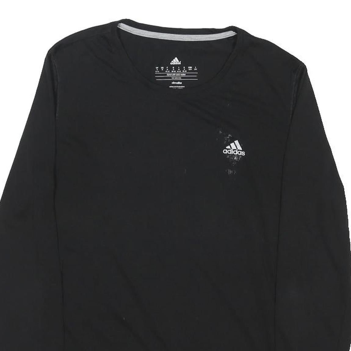 ADIDAS Womens Black Long Sleeve Crew Neck Cotton Blend T-Shirt M Fitness