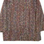 Womens Brown Button Jacket S Polyester Blend Striped Vintage Style Elegant