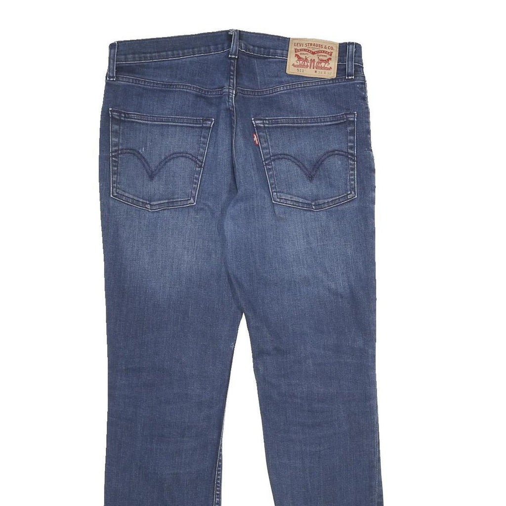 LEVI'S 511 Mens Slim Jeans Blue Denim W34 L32 Classic Cotton Blend Zip
