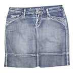 PROGRESS Womens Blue Denim Mini Cotton Blend Skirt M Casual Pocketed