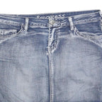 PROGRESS Womens Blue Denim Mini Cotton Blend Skirt M Casual Pocketed
