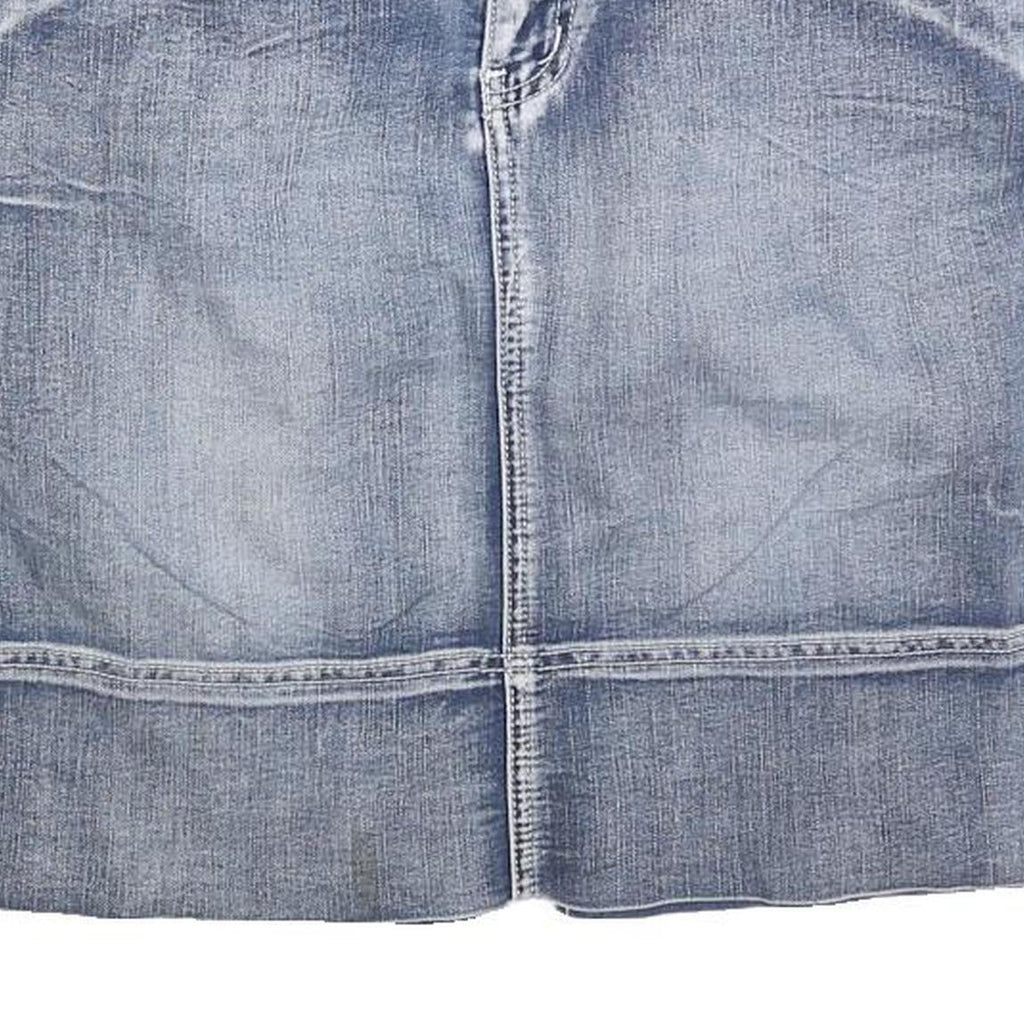 PROGRESS Womens Blue Denim Mini Cotton Blend Skirt M Casual Pocketed