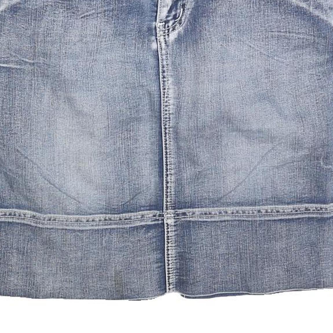 PROGRESS Womens Blue Denim Mini Cotton Blend Skirt M Casual Pocketed