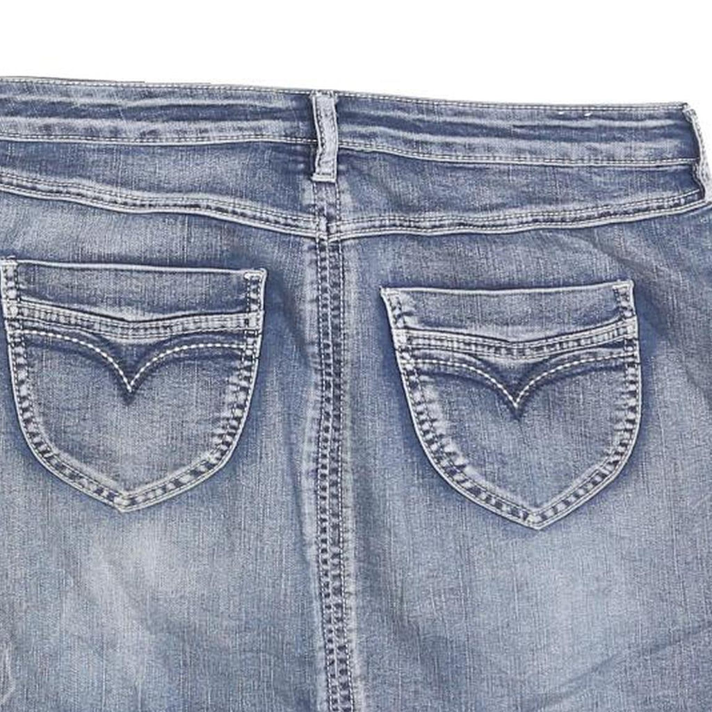 PROGRESS Womens Blue Denim Mini Cotton Blend Skirt M Casual Pocketed
