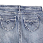 PROGRESS Womens Blue Denim Mini Cotton Blend Skirt M Casual Pocketed
