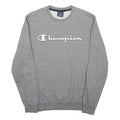 CHAMPION Womens Grey Crew Neck Sweatshirt S Cotton Blend Logo Printed