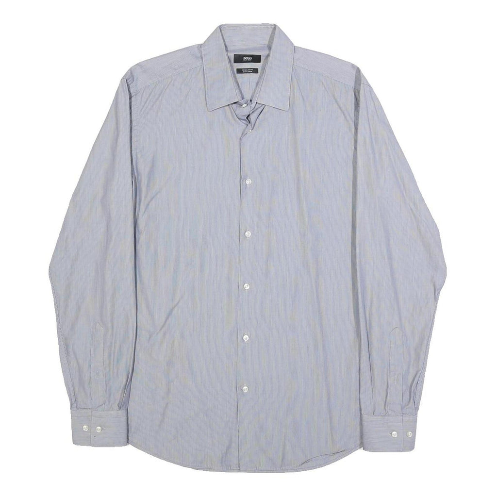 BOSS HUGO BOSS Mens Blue Relaxed Fit Cotton Shirt M Classic Button Collar