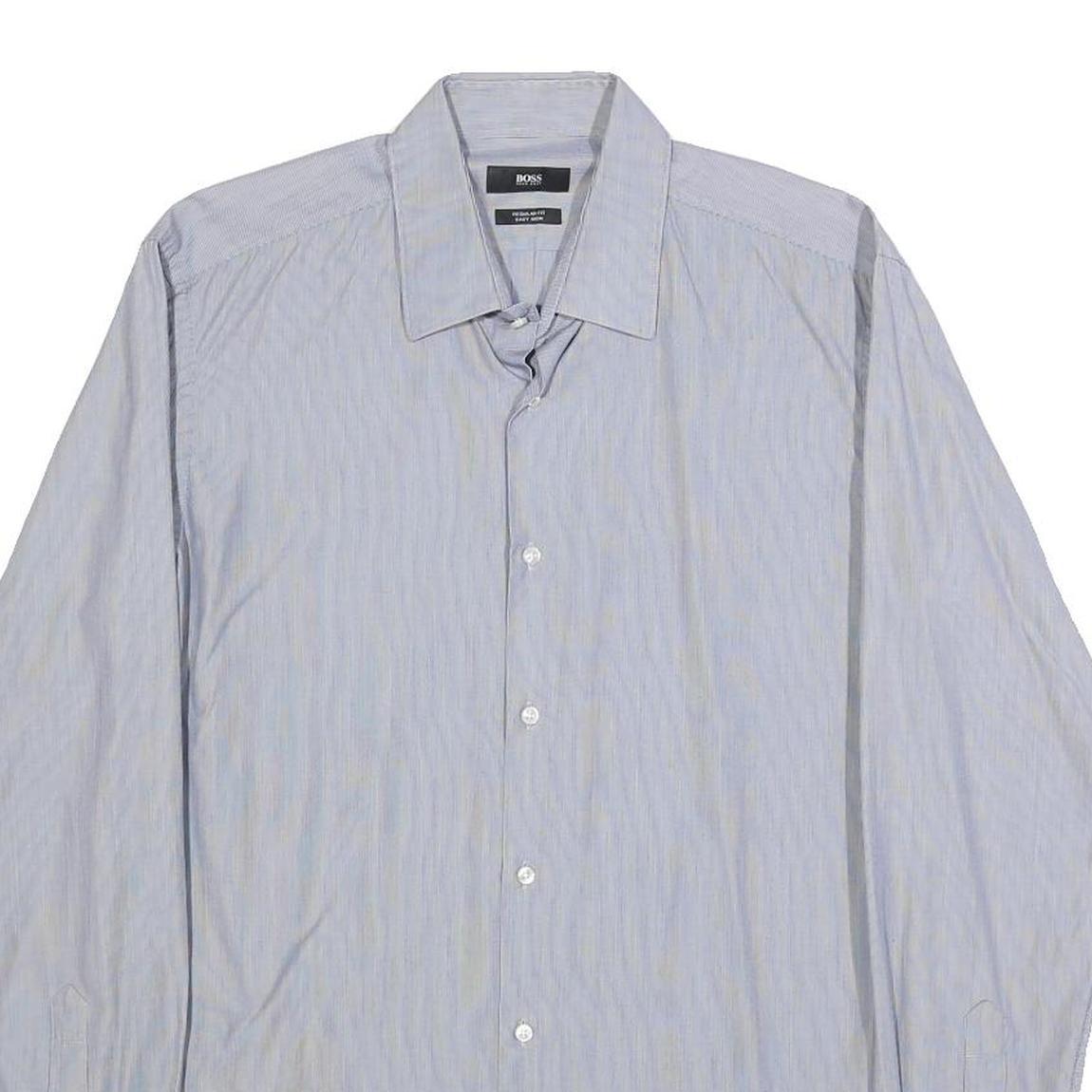 BOSS HUGO BOSS Mens Blue Relaxed Fit Cotton Shirt M Classic Button Collar