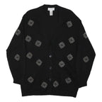 RENA ROWAN Womens Black Patterned Wool Button Up Jumper S Embroidered
