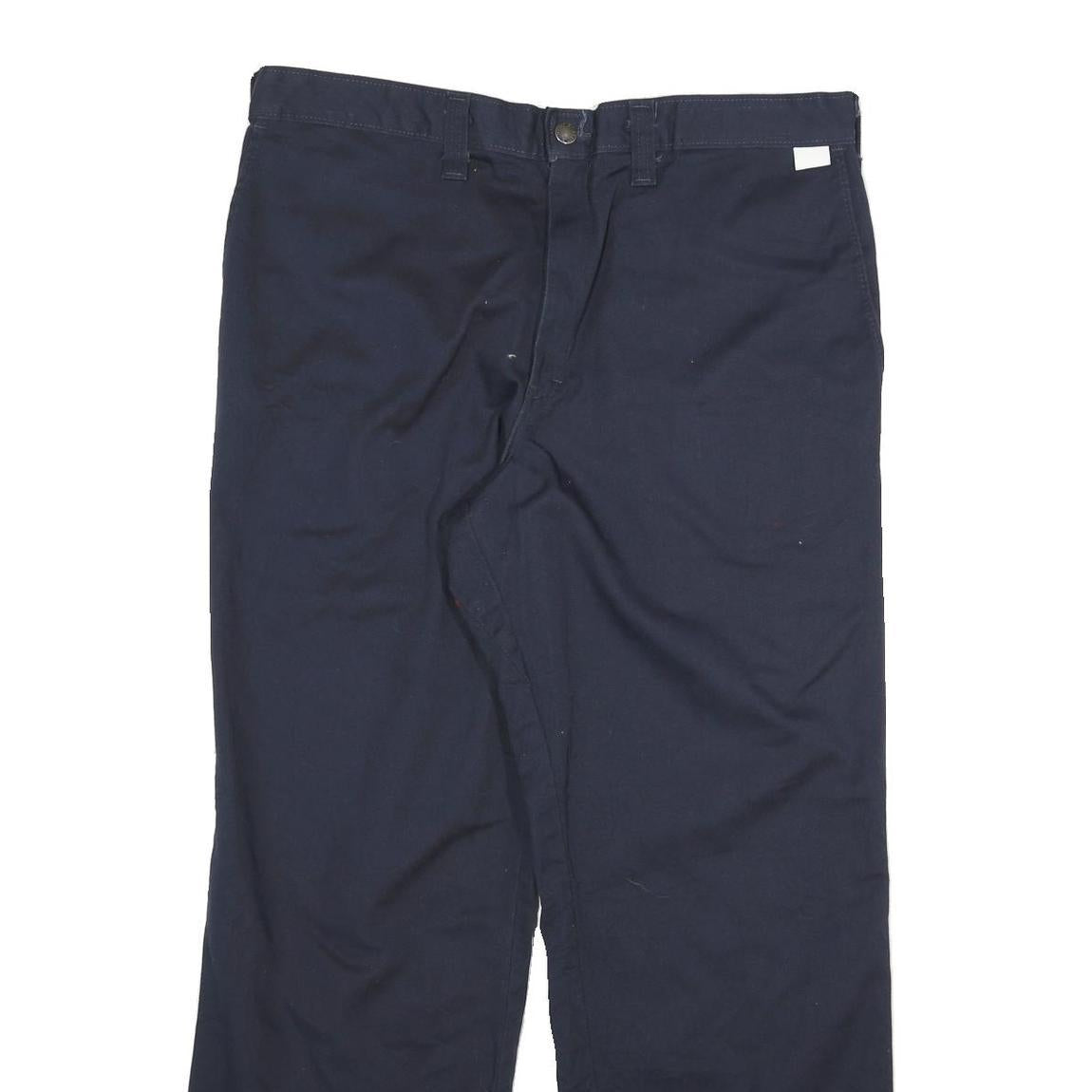 DICKIES Mens Cotton Blend Navy Blue Regular Fit Straight Trousers W34 L29