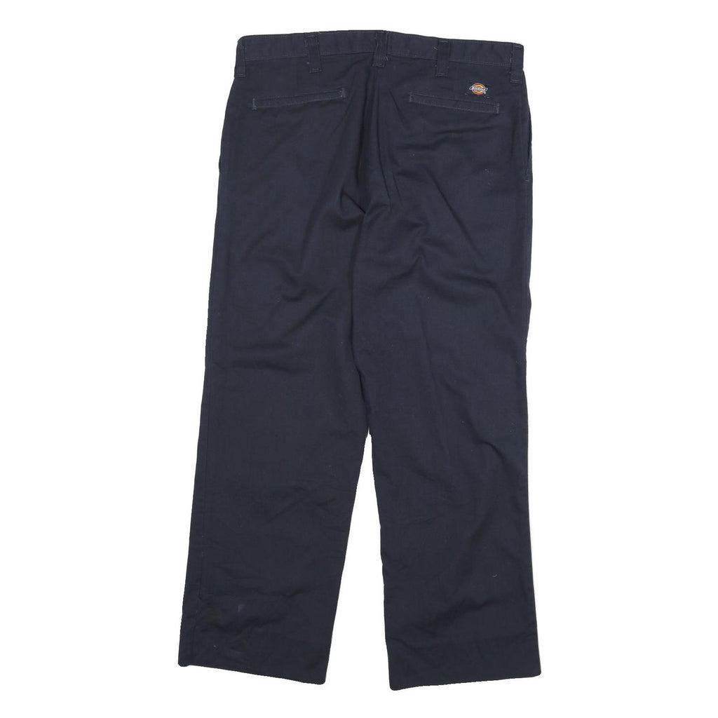 DICKIES Mens Cotton Blend Navy Blue Regular Fit Straight Trousers W34 L29