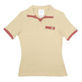 ADIDAS Womens Beige & Red Cotton Short Sleeve Polo Shirt M Pocket Casual