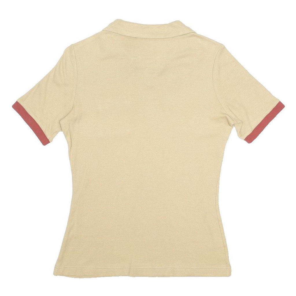 ADIDAS Womens Beige & Red Cotton Short Sleeve Polo Shirt M Pocket Casual
