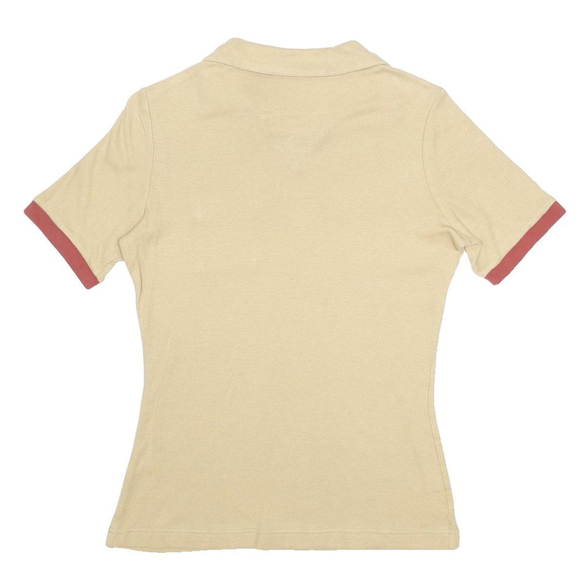 ADIDAS Womens Beige & Red Cotton Short Sleeve Polo Shirt M Pocket Casual
