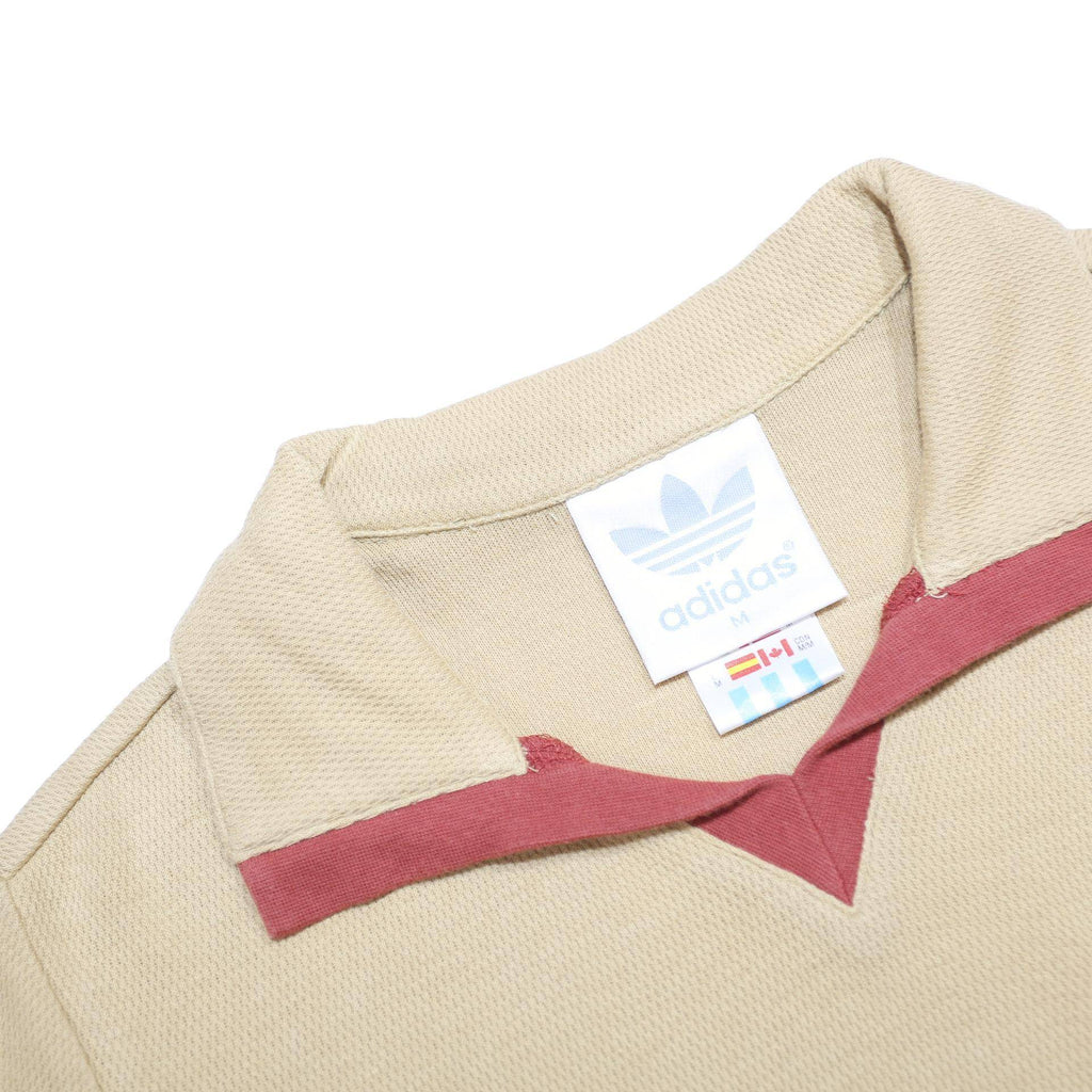 ADIDAS Womens Beige & Red Cotton Short Sleeve Polo Shirt M Pocket Casual