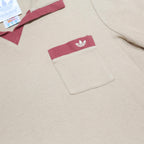 ADIDAS Womens Beige & Red Cotton Short Sleeve Polo Shirt M Pocket Casual