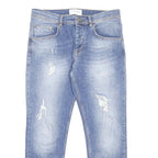ICEBERG Womens Jeans Blue Regular Straight Denim Light W32 L27 Distressed Button