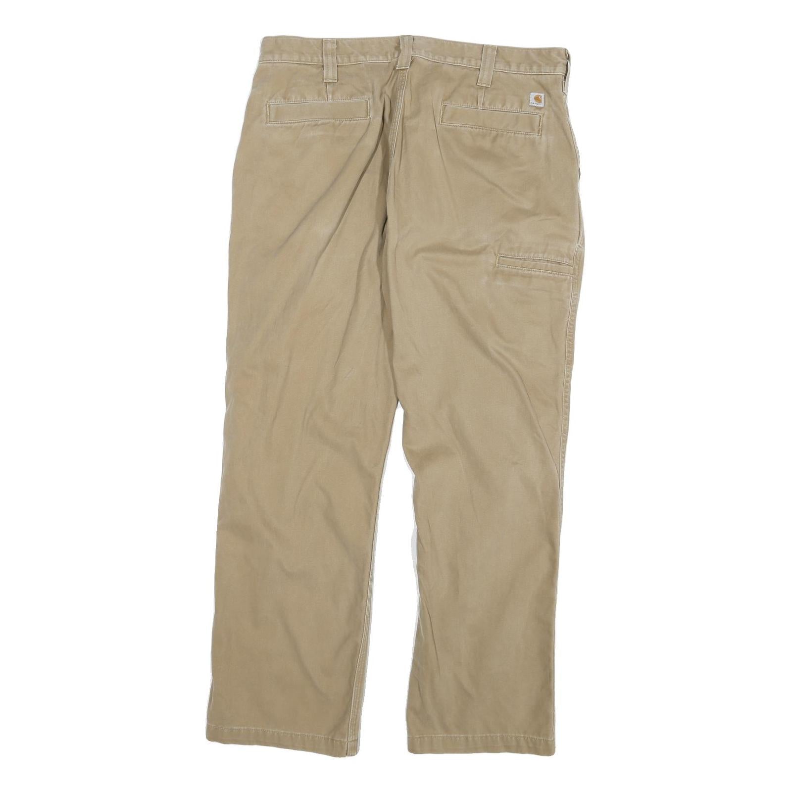CARHARTT Mens Cotton Blend Beige Relaxed Straight Trousers W34 L29 Workwear