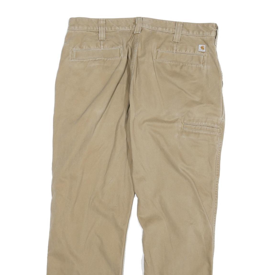 CARHARTT Mens Cotton Blend Beige Relaxed Straight Trousers W34 L29 Workwear