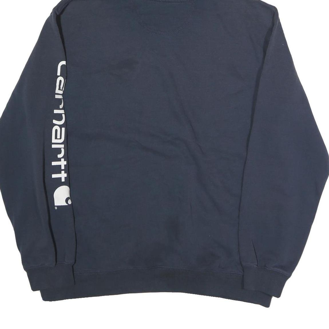 CARHARTT Mens Navy Blue Hoodie L Cotton Pullover Logo Print Casual Wear