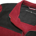 TOMMY HILFIGER Mens Burgundy & Black Jacket L Polyester Blend Zip Plain