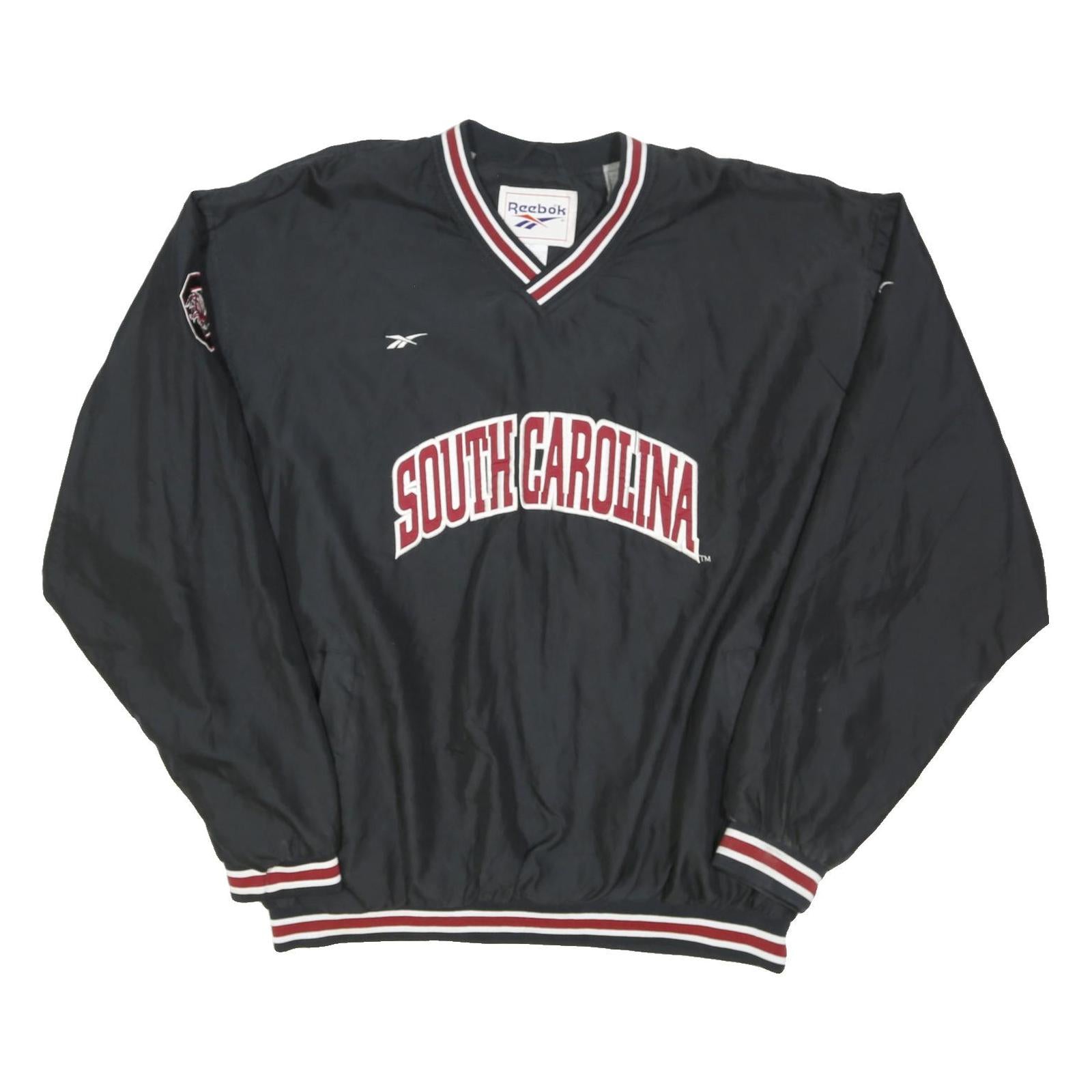 REEBOK Mens Black South Carolina Track Jacket XL Polyester Blend Plain Retro