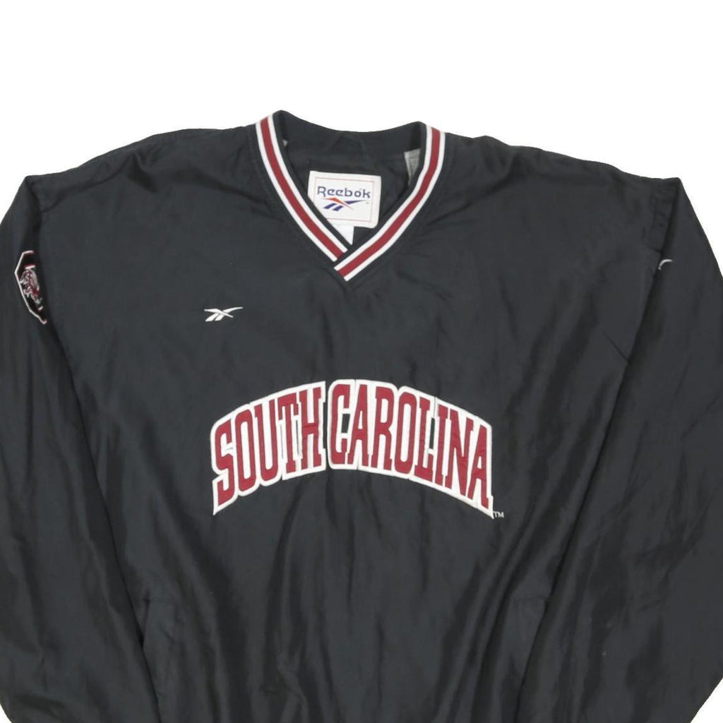 REEBOK Mens Black South Carolina Track Jacket XL Polyester Blend Plain Retro