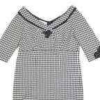 DEFENSE UNIE Womens Black & White Houndstooth Shift Polyester Blend 3/4 Sleeve