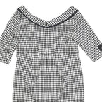 DEFENSE UNIE Womens Black & White Houndstooth Shift Polyester Blend 3/4 Sleeve